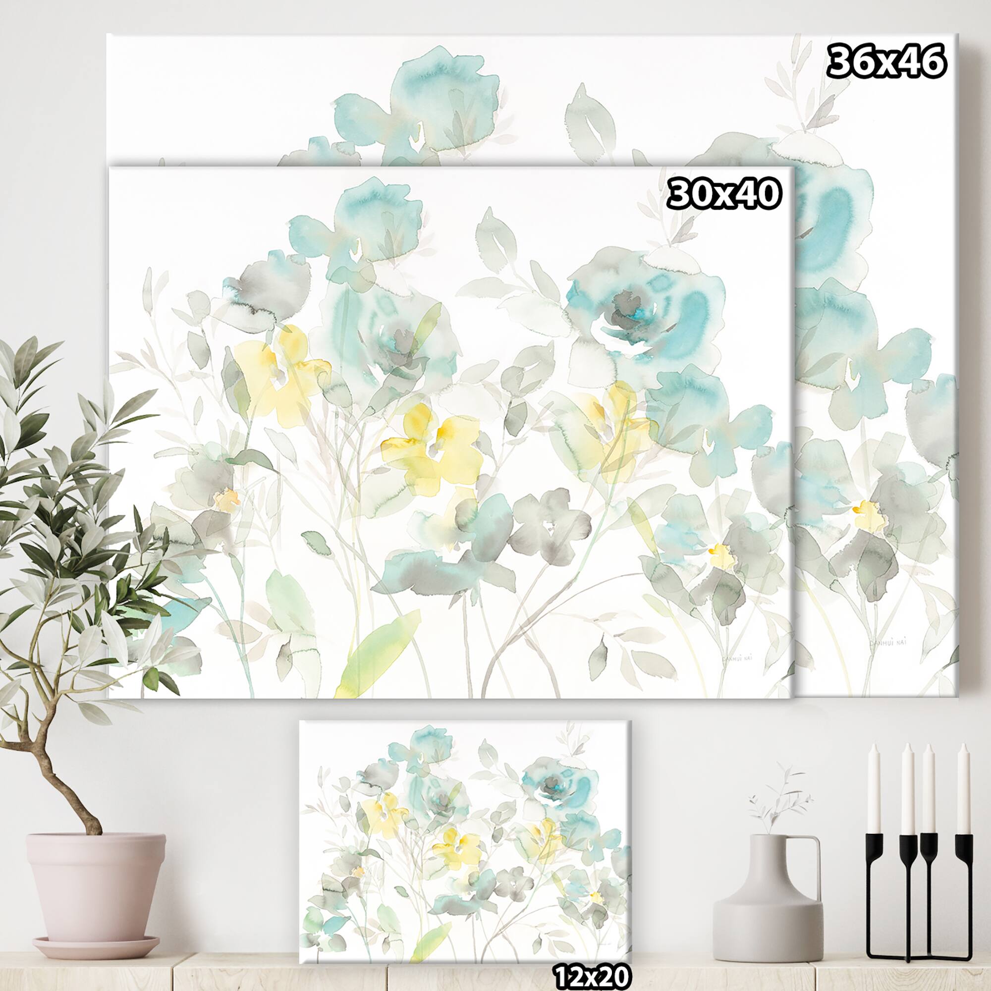 Designart - Aqua Rose Natural Element